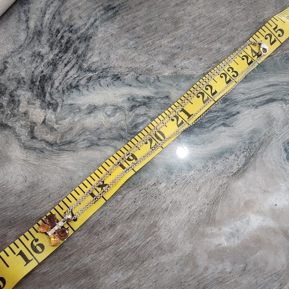 Avon Signed NR Crystal Butterfly Pendant Necklace Silver Tone Green Gold Moth - Picture 6 of 8